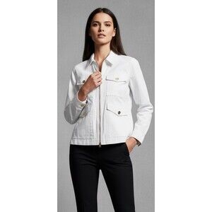Lauren Ralph Lauren Denim Jacket Women Light Ivory Preppy Classy Casual 3 Pocket
